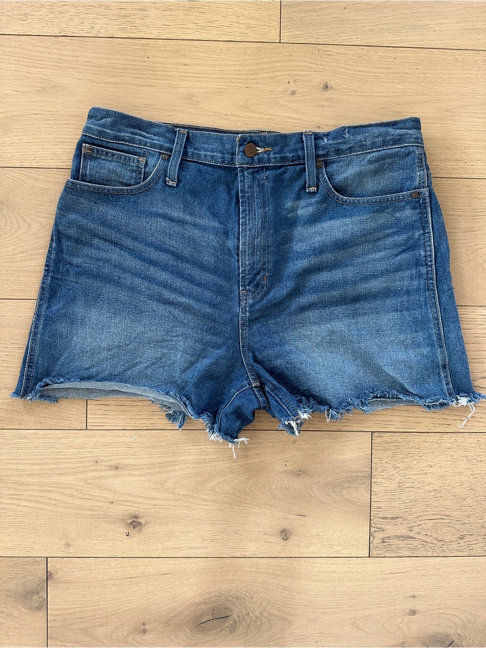 Madewell Mid-Rise Distressed Blue Denim Cutoff Shorts